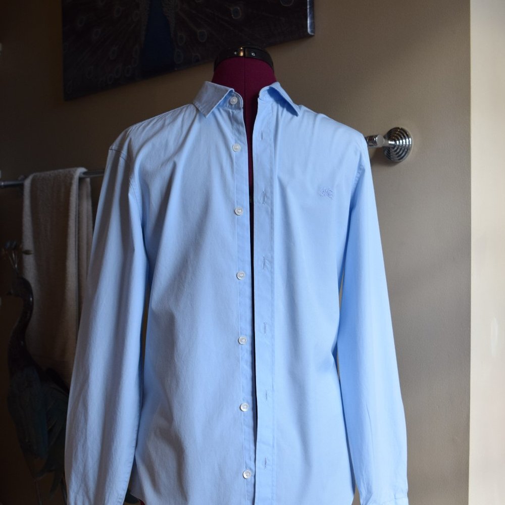 Burberry Pale Blue Men's Cotton Oxford Dress Shirt - S